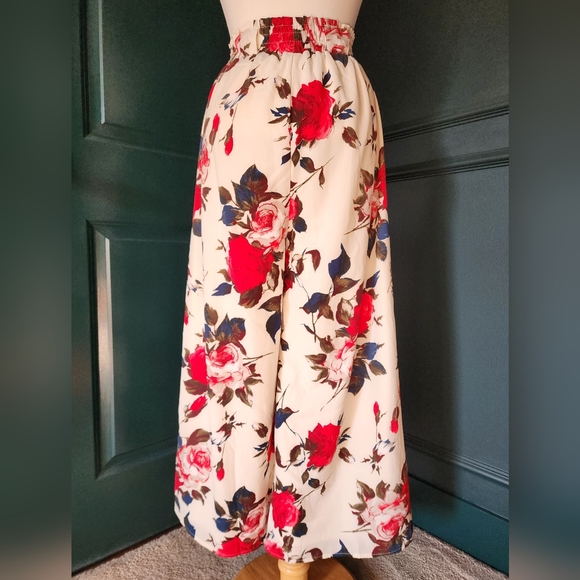 Floral Summer Wide Leg Palazzo Pants - Sz Small - Picture 10 of 12